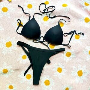 Sexy black bikini with bow tie detail